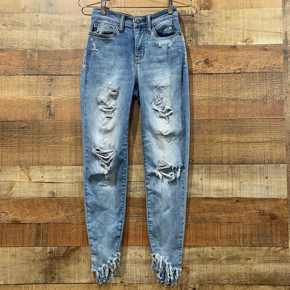 Judy Blue High Rise Raw Hem Stretchy Jeans Size 1